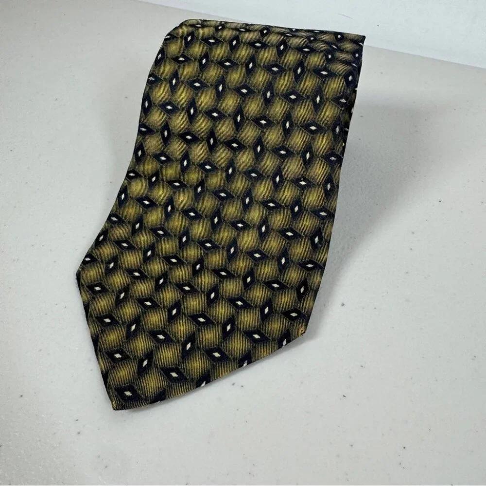 Carnaval de Venise Silk Geometric Tie Gold Black Italian Business Casual Office
